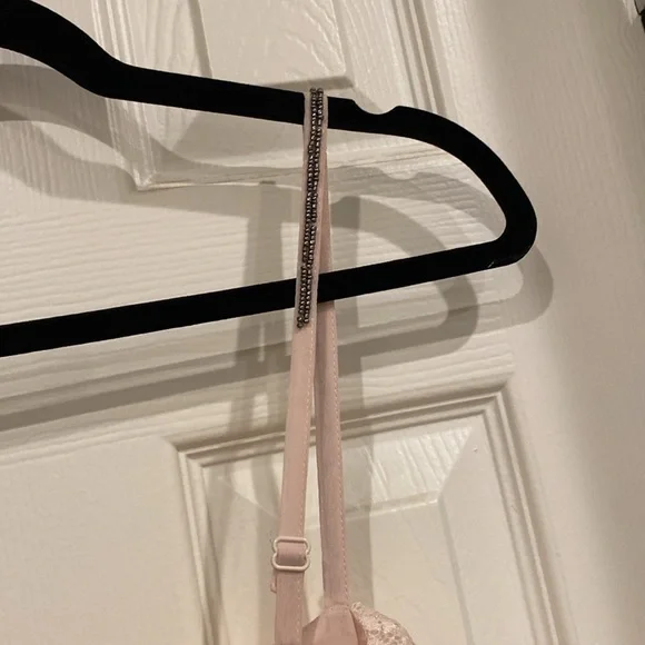 Beautiful Pink Layered Lace Mini DressBlack. Adjustable straps w/Beading detail - Picture 8 of 13